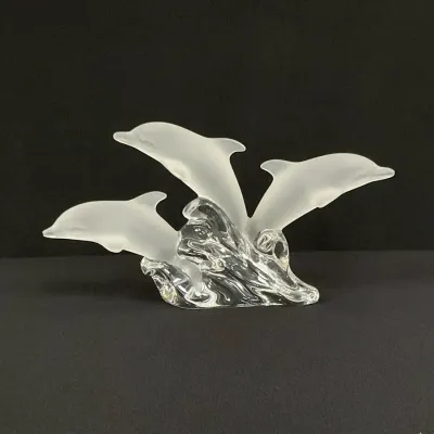Nachtmann Bleikristall Triple Dolphin Sculpture