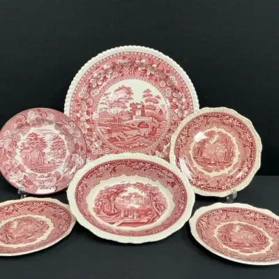 Red Transferware Dishes