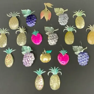 Mexican Punched Tin Fruits & More Ornaments 