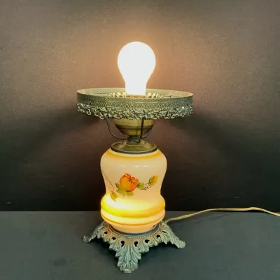 Milk Glass “Gone With The Wind” Style Lamp