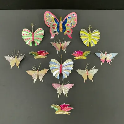 Mexican Punched Tin Butterfly Ornaments