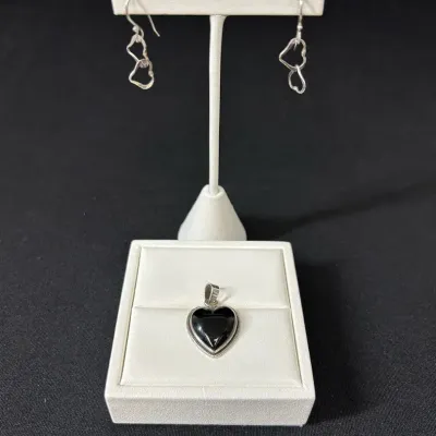 Silver Heart Earrings & Pendant *
