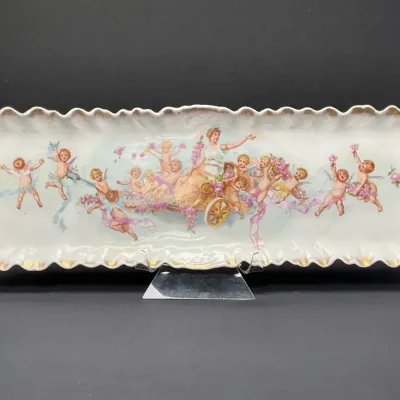 Handpainted Porcelain Cherub Tray