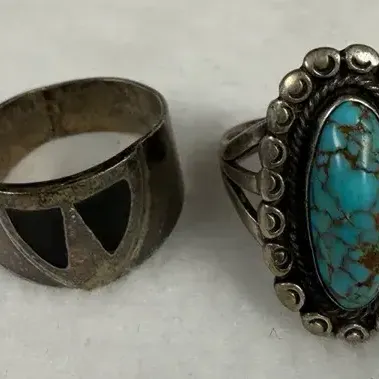 sterling silver designs, highlighting distinct vintage styles with contrasting aesthetics