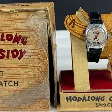 Vintage 1950s Hopalong Cassidy children's wristwatch manufactured by the U.S.