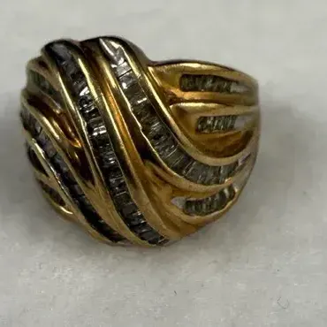 10k yellow gold diamond dome cocktail ring