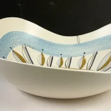 Vintage mid-century modern ceramic bowl or dish, designed by Sascha Brastoff, featuring an as