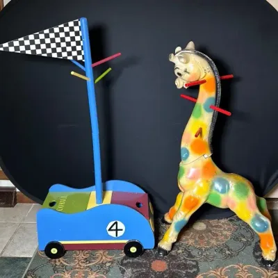 Kid's Giraffe And Car Coat Hanger