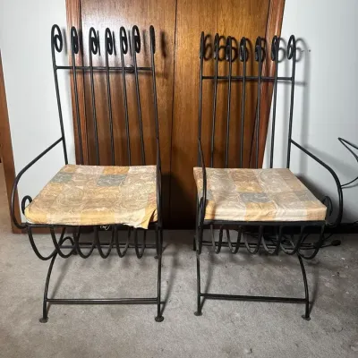 Pair Of Metal Wire Highback Chairs
