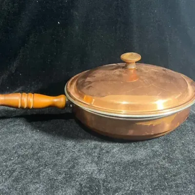 Vintage Copper Double Boiler Frying Pan 