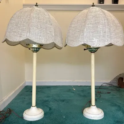Two Vintage Wicker Lamps
