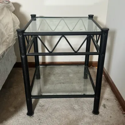 Glass Top Metal Side Table