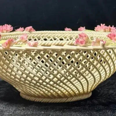 Vintage Belleek Irish Porcelain Basket