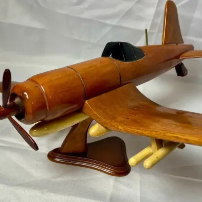 Handcrafted Solid Mahogany Wood Model Of A Vought F4U Corsair