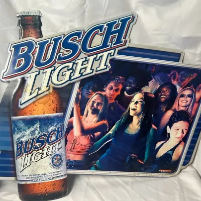 Vintage Busch Light Beer Tin Sign 