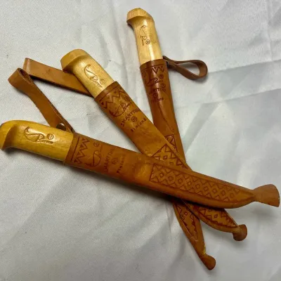 Vintage J. Marttini Fillet Knife Finland With Leather Sheath (set of 3)