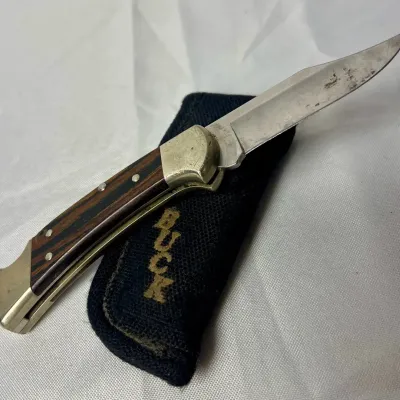Buck 112C Folding Hunter Knife With Carry Sheath 