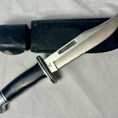 Vintage Buck 119 Special Hunting Knife With Leather Sheath 