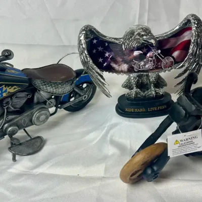 Motorcycle Decor Lot Of 3