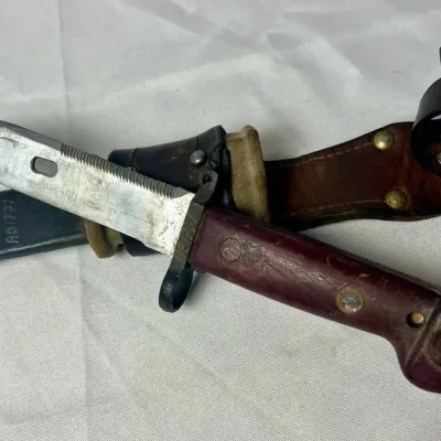 Type 1 AKM Bayonet W Steel Scabbard Leather Frog 