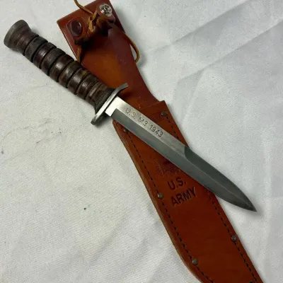 U.S. M3 1943 Knife With Leather U.S. Army KA-BAR Sheath 