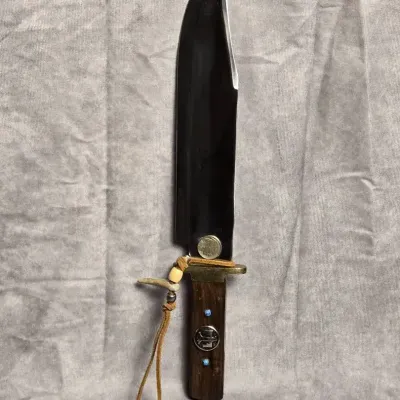 Native American Style Bowie Knife With Leather Scabbard
