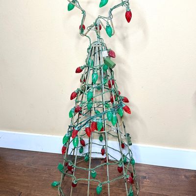 Vintage Wrought Iron Lighted Christmas Tree - Over 3.5 Feet Tall 