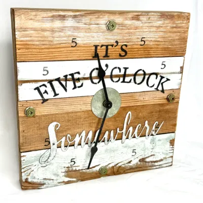 Jimmy Buffet “It’s Five O’Clock Somewhere” Wooden Wall Clock 
