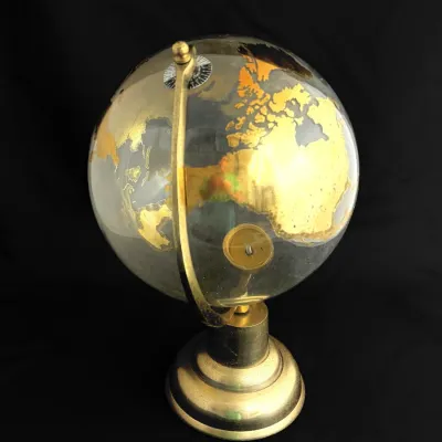 Glass World Globe with Brass Finish 