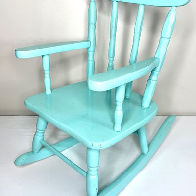 Blue Vintage Child’s Wooden Rocker 