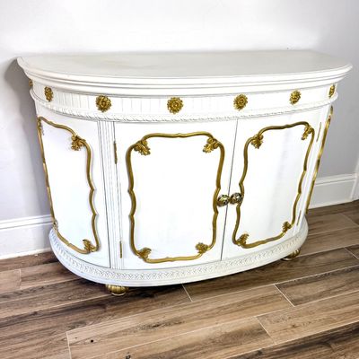 White with Gold Accents - Demilune Sideboard 