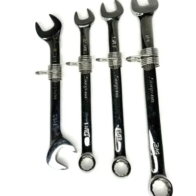 Set of 4 Polished Chrome Snap-on Combination Wrenches 