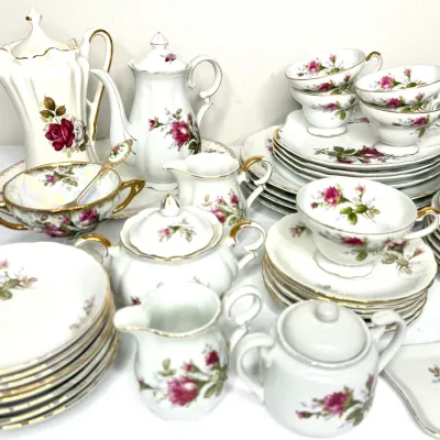 Vintage “Moss Rose” China Set with Teapots - Ucago, JAPAN, Enesco 