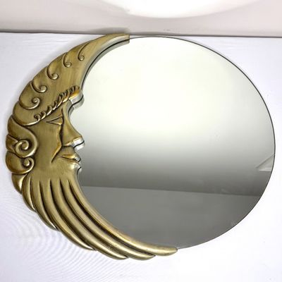 Vintage Half Moon Celestial Face Wall Mirror 