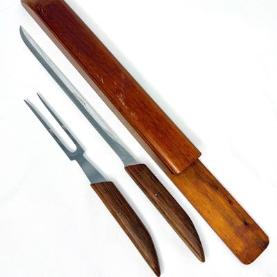 Set of Vintage Robeson Shuredge Gourmet Carver Self Sharpening Knife and Fork 