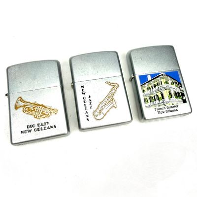 Set of 3 New Orleans Zippo Lighters 