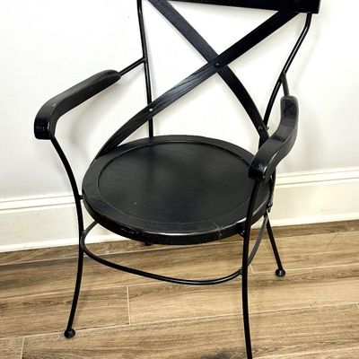 Black Wood and Metal Accent Chair