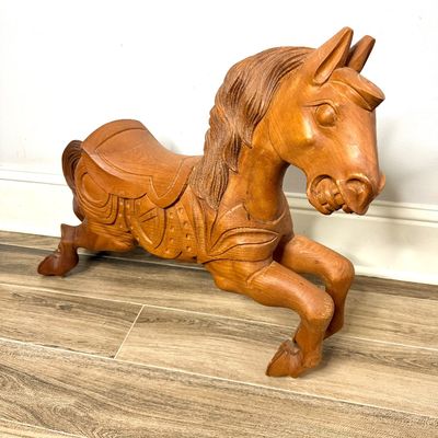 Vintage Hand Carved Wood Carousel Horse 