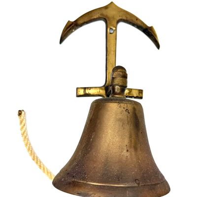 Vintage Brass Wall Mounted Anchor Bell 