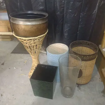 Glass, Wicker And Tin For Plants And More