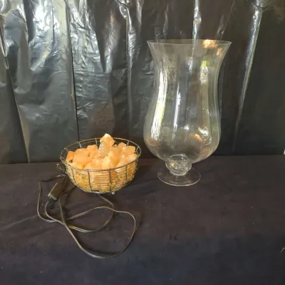 Himalayan Salt Lamp And Large Glass Vase