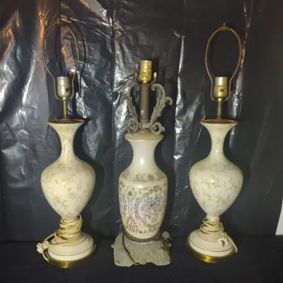 Three Porcelain Floral Lamps