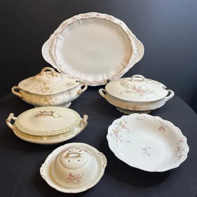 Vintage Haviland Limoges & Assorted Porcelain Floral Serving Collection