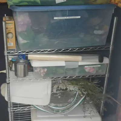 Metal Wire Shelf With Contents 
