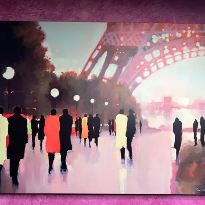 Eiffel Tower City Street Art - 40x30x1.5 Inches