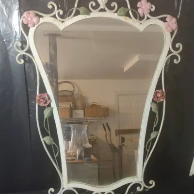 Vintage Steel Framed Mirror 