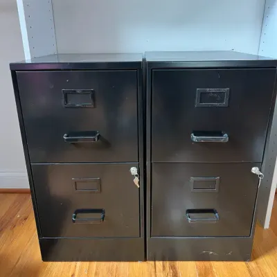 Pair Of Black File Cabinets With Keys - 14x18x27 Inches