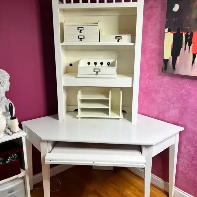 White Corner Computer Desk With Organizers 