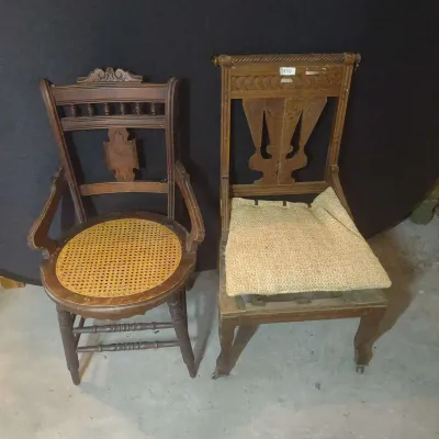 Two Vintage Wood Chairs