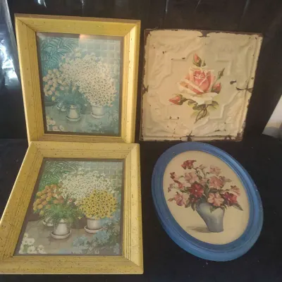 Vintage And Mostly Framed Floral Decor 